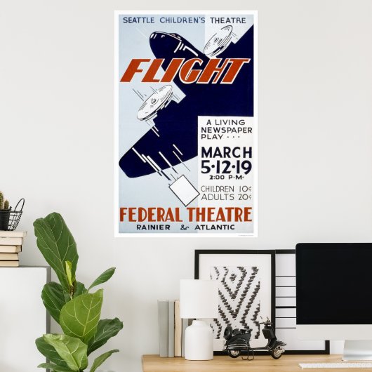 Flight Newspaper Play 1940 WPA Poster (Heimbüro)