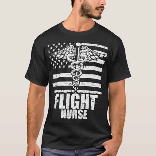 Flight Nurse American Flag T-Shirt (Vorderseite)