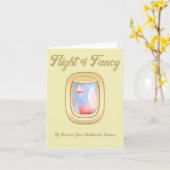 Flight of Fancy-Pigs Flying Past Airplane Window C Karte (Gelbe Blume)