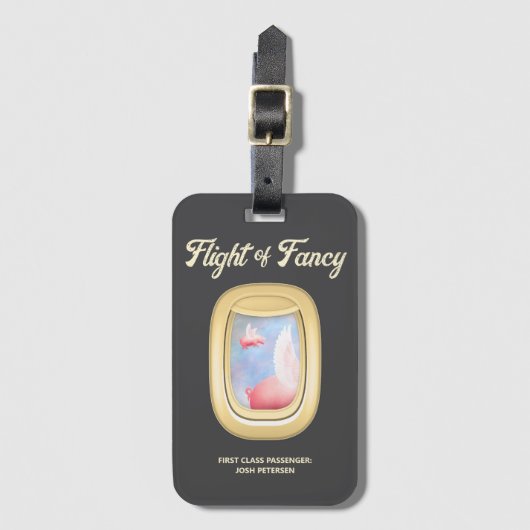 Flight of Fancy-Pigs Flying Past Airplane Window Gepäckanhänger (Vorderseite Vertikal)