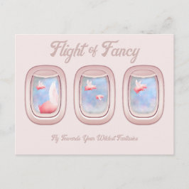 Flight of Fancy-Pigs Flying Past Airplane Window P Postkarte