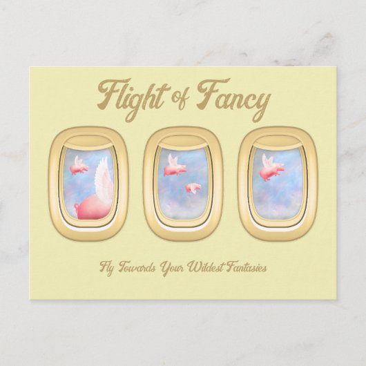 Flight of Fancy-Pigs Flying Past Airplane Window P Postkarte (Vorderseite)