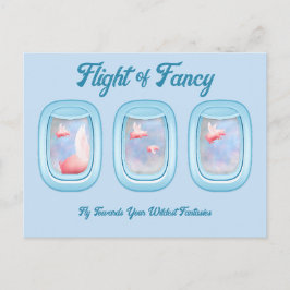 Flight of Fancy-Pigs Flying Past Airplane Window P Postkarte