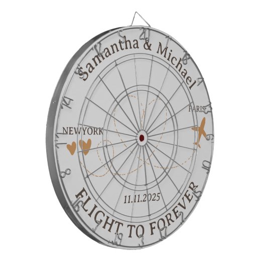 Flight Plane Travelling board Wedding Dartscheibe (Vorderseite Links)