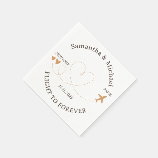 Flight Plane Travelling heart Wedding Serviette (Ecke)