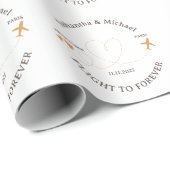 Flight Plane Travelling love Wedding Geschenkpapier (Rolleneckpunkt)
