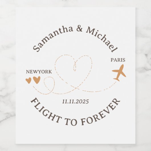 Flight Plane Travelling traveller Wedding Weinetikett (Einzelnes Label)