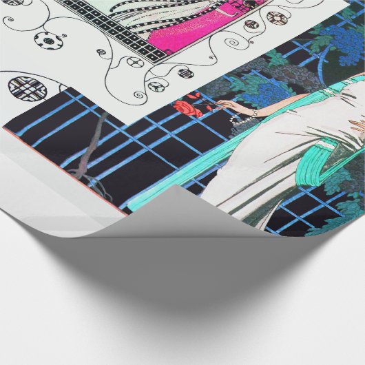 FLIGHTVORD / NIGHT ROSE ART DECO SCHÖNHEIT FASHION GESCHENKPAPIER (Ecke)