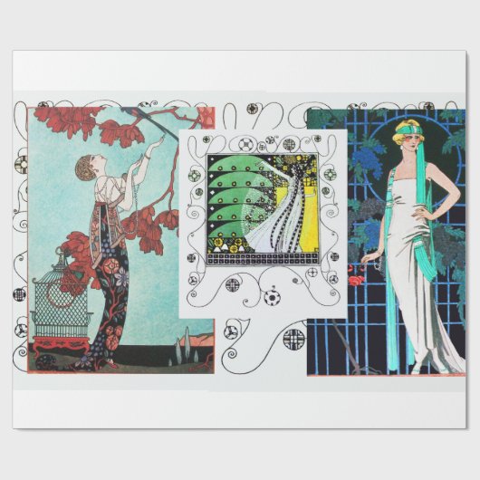 FLIGHTVORD / NIGHT ROSE ART DECO SCHÖNHEIT FASHION GESCHENKPAPIER (Flach)