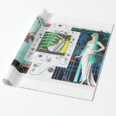 FLIGHTVORD / NIGHT ROSE ART DECO SCHÖNHEIT FASHION GESCHENKPAPIER (Ungerollt)