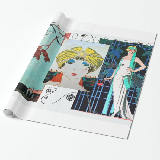 FLIGHTVORD / NIGHT ROSE ART DECO SCHÖNHEIT FASHION GESCHENKPAPIER (Ungerollt)