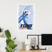 Flims Graubünden Grisons Schweiz Vintage Ski Poster (Heimbüro)