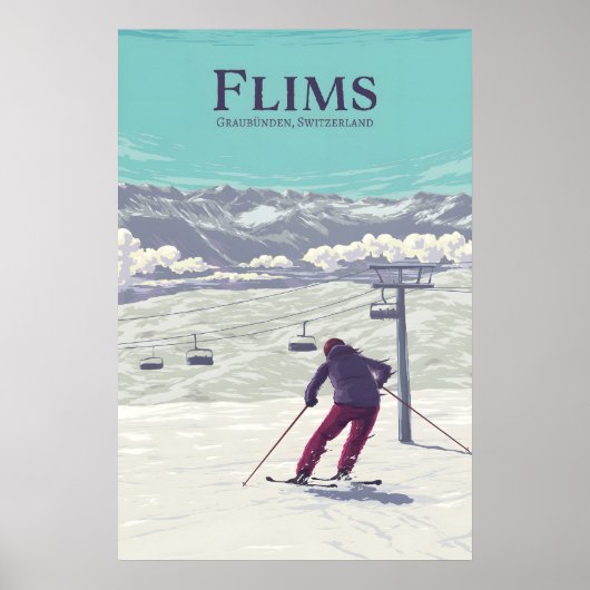 Flims Ski Resort Reiseplakat Poster (Vorne)