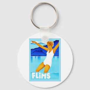 Flims ~ Vintage Schweizer-Reise Schlüsselanhänger