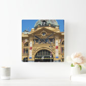 Flinders Straßen-Station Quadratische Wanduhr (Zuhause)