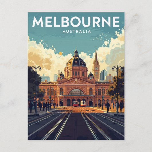 Flinders Street Station Melbourne Postkarte (Vorderseite)