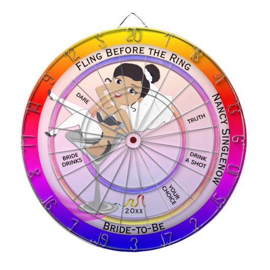 Fling vor dem Ring Junggeselinnen-Abschied Brunett Dartscheibe (vorne)