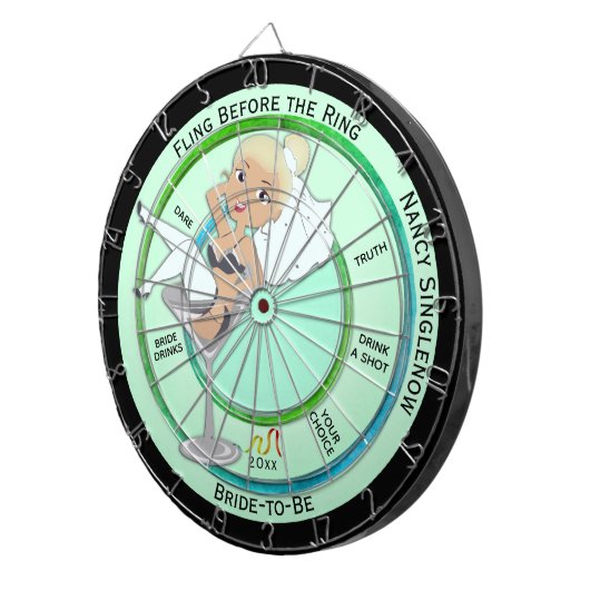Fling vor der Klingelung des Junggeselinnen-Abschi Dartscheibe (Vorderseite rechts)