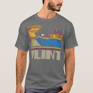 Flint City Vintag Traveller Geschenk Skyline Silho T-Shirt