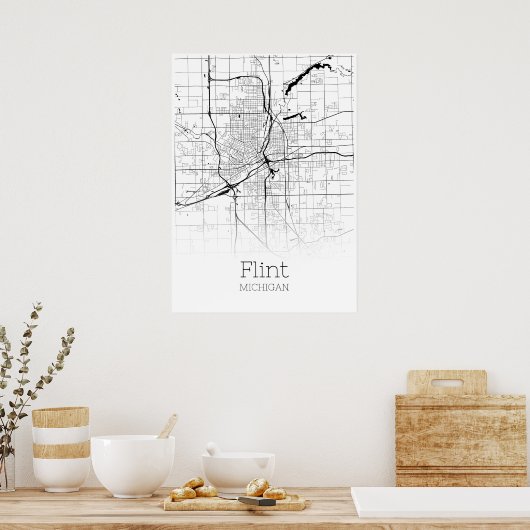 Flint Map - Michigan - City Map Poster (Küche)