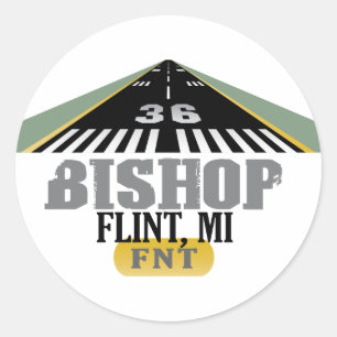 Flint, MI Bishop Airport FNT Airport Runway Runder Aufkleber