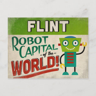 Flint Michigan Robot - Funny Vintag Postkarte