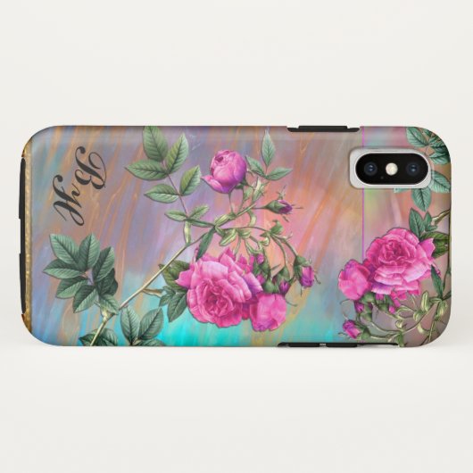 Flintz-Rose Monogram-Elegance Case-Mate iPhone Hülle (Rückseite (Horizontal))
