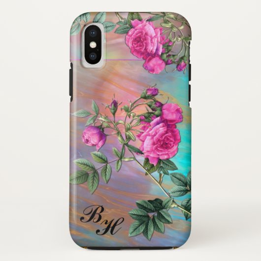 Flintz-Rose Monogram-Elegance Case-Mate iPhone Hülle (Rückseite)