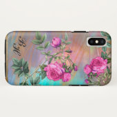 Flintz Rose Monogram Eleganz Case-Mate iPhone Hülle (Rückseite (Horizontal))