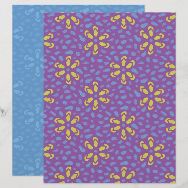 Flip-Flop-Blumen Scrapbook Papier (Vorne/Hinten)