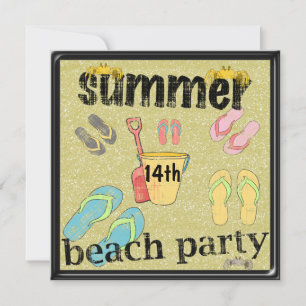 Flip Flops 14. Geburtstag Sommer Strandparty Einladung