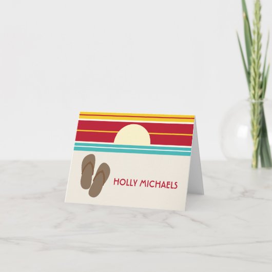 Flip Flops & 70er Inspiriert Sunset Notecard Karte (Vorderseite)