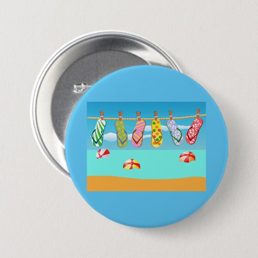 Flip Flops am Strand Button (Vorne & Hinten)