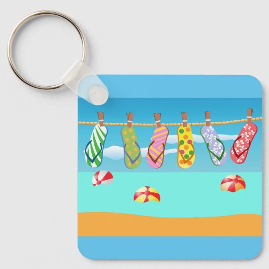 Flip Flops am Strand Schlüsselanhänger (Vorderseite)