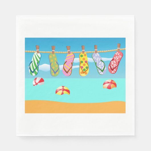 Flip Flops am Strand Serviette (Vorderseite)