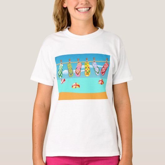 Flip Flops am Strand T-Shirt (Vorderseite)