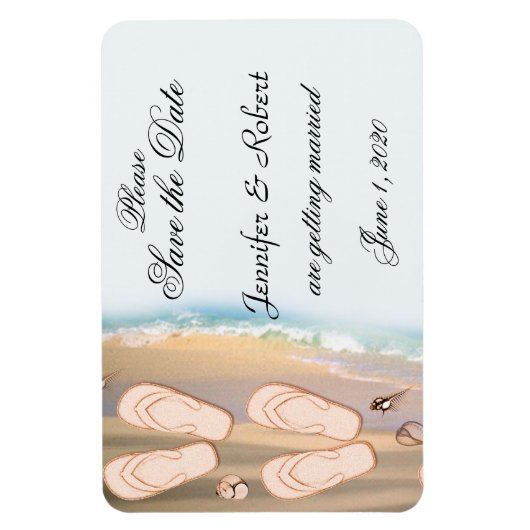 Flip Flops auf Beach Wedding Save the Date Magnet (Vertikal)