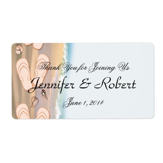 Flip Flops auf dem Beachwasser-Flaschenetikett (Vorne)