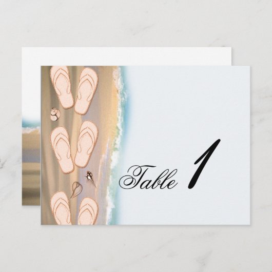 Flip Flops auf der Beach Wedding Tischnummer (Vorne/Hinten)