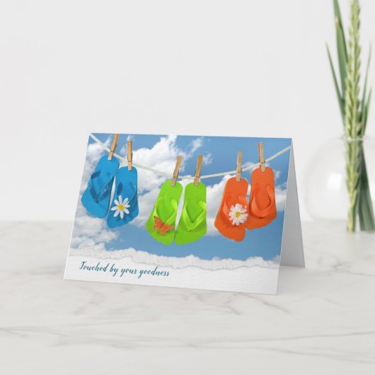 Flip-Flops auf der Clothesline Danke-Karte Karte (Vorderseite)