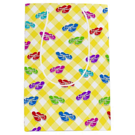 Flip-Flops auf Gingham Mittlere Geschenktüte (Vorderseite)