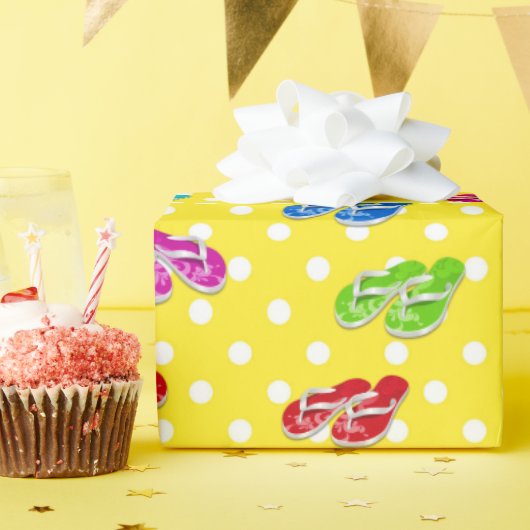 Flip-Flops auf Polka-Punkten Geschenkpapier (Geburtstagsparty)