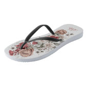 Flip Flops aus Burgundy Blush & White Roses Badesandalen (Schrägansicht)