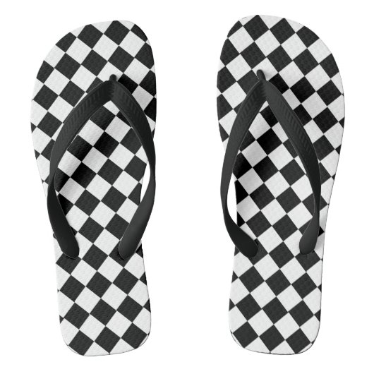 Flip Flops aus schwarzem und weißem Diamantmuster Badesandalen (Fußbett)