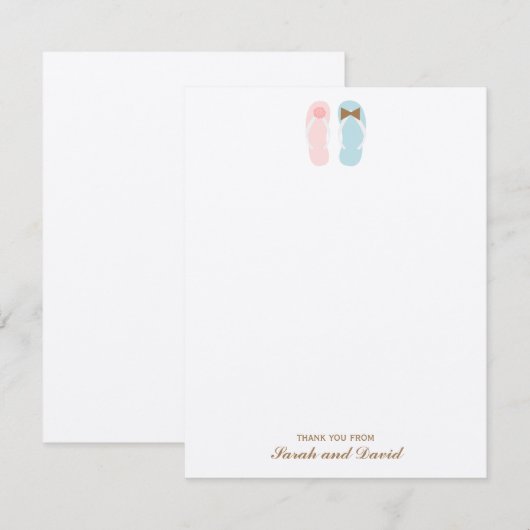 Flip Flops Beach Hochzeit Flat Danke Notizen Einladung (Vorne/Hinten)