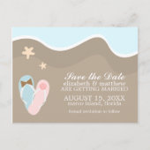 Flip Flops Beach Hochzeitsankündigungen Ankündigungspostkarte (Vorderseite)