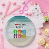 Flip Flops Beach Liebe, farbenfrohe Gestaltung Pappteller (Party)