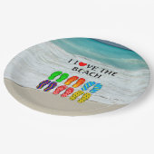 Flip Flops Beach Liebe, farbenfrohe Gestaltung Pappteller (Schrägansicht)