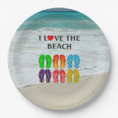 Flip Flops Beach Liebe, farbenfrohe Gestaltung Pappteller (Vorderseite)