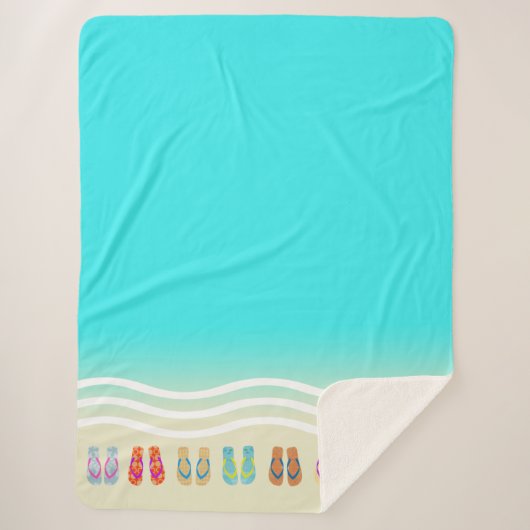 Flip Flops Beach Waves Blue Sherpadecke (Vorderseite)